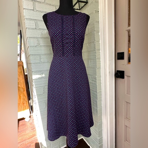 Talbots Navy, Multicolor Dot Dress - Picture 2 of 11